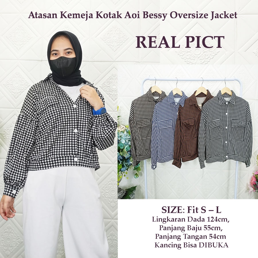 ATASAN KEMEJA KOTAK AOI BESSY OVERSIZE JAKET CARLINA