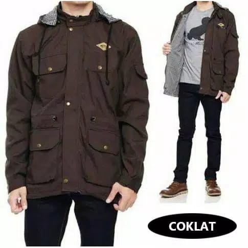 JAKET PARKA PRIA COWOK KANVAS PREMIUM HIJAU ARMY