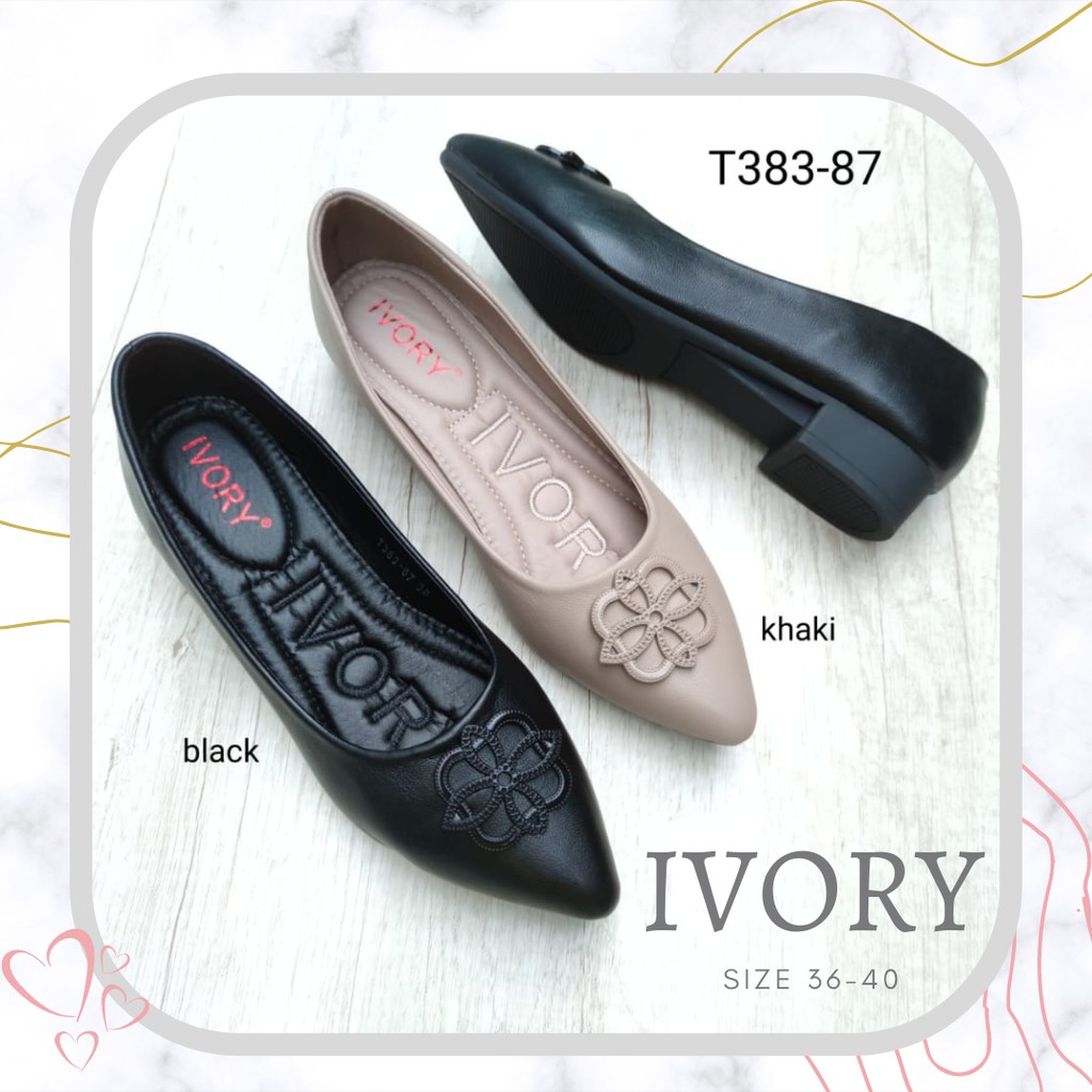 Ivory Sepatu  Flat Kerja  Wanita  T383 87 Shopee  Indonesia