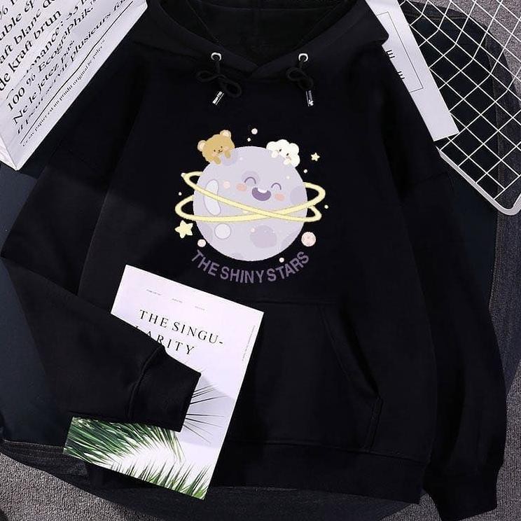 THE SHINY STARS Sweater Hoodie Wanita Bahan Fleece-2