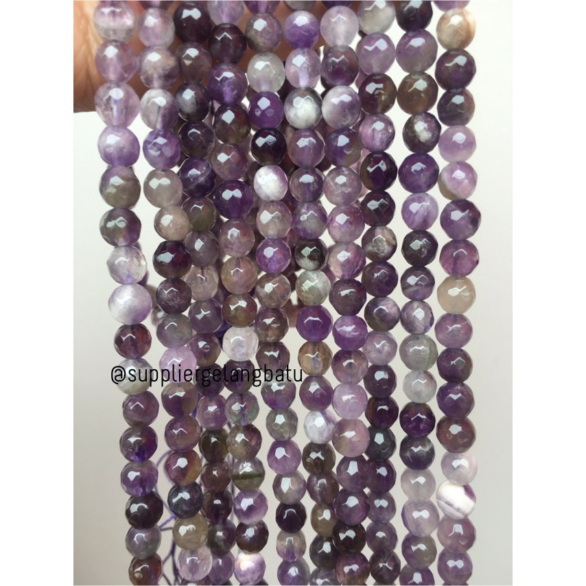 Batu kecubung brazil asli FACET 6mm CUTTING purple amethyst asli ungu brasil aksesoris akik kreasi