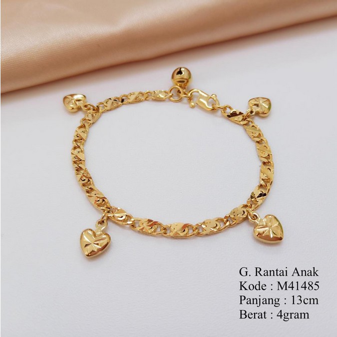 Gelang Tangan Anak Lapis Emas Motif Gepeng Mainan Love