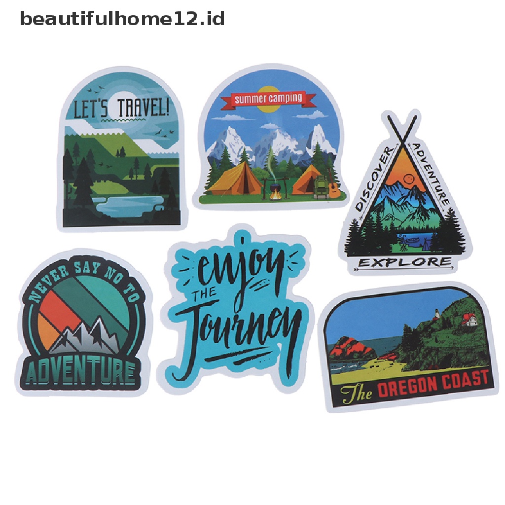 【beautifulhome12.id】 50Pcs Camping Landscape Sticker Outdoor Adventure Suitcase Laptop Guitar Sticker .