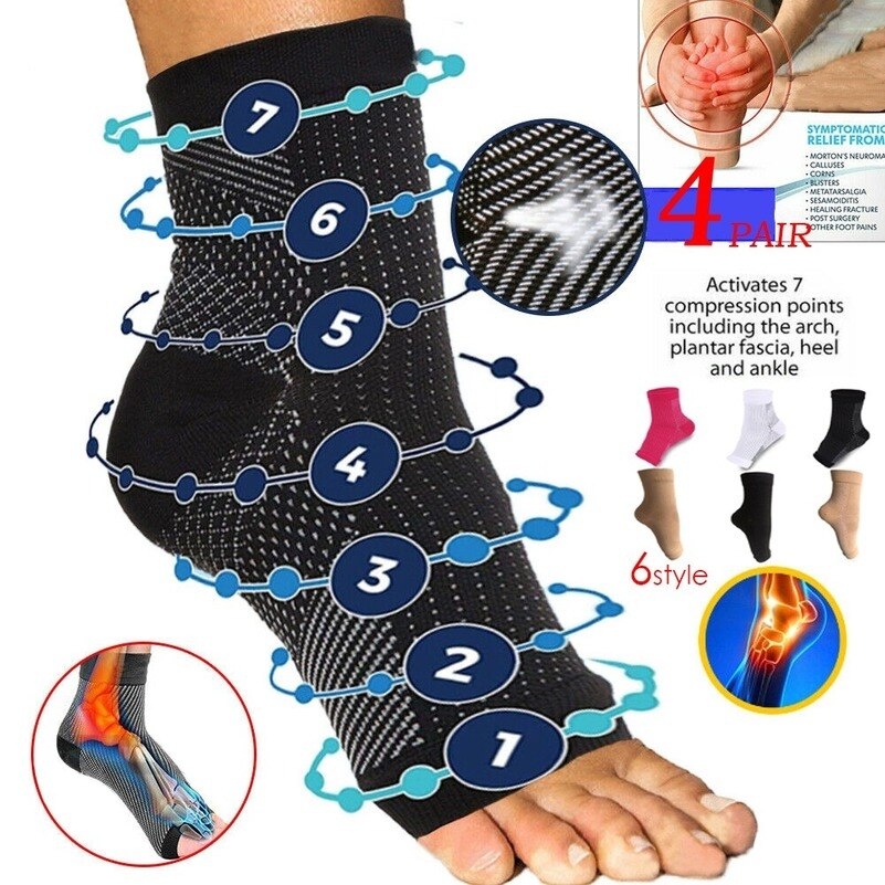 Kaos Kaki Kesehatan Pria Wanita mencegah keram olahraga dan fitness Meredakan pegal dan lelah Anti Fatigue Compression Socks Foot Angel Anti Fatigue Compress Foot Sleeve Ankle Support Running Cycle Basketball Sports Socks Outdoor Men Ankle Brace Sock