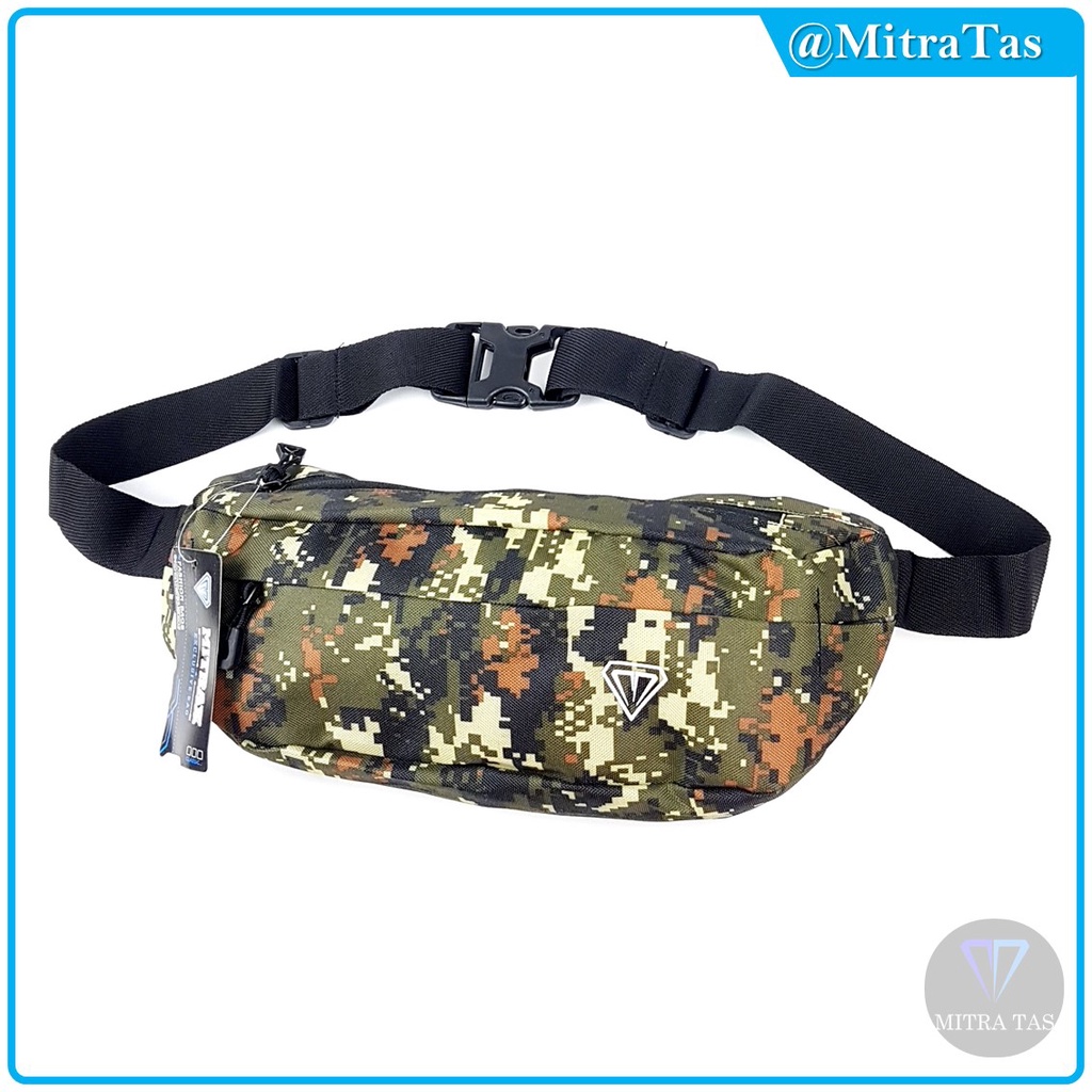 Waist Bag MitraX Ponos Army Terbuat dari  Bahan Nylon Tebal dengan KUALITAS TERBAIK! Tas Pinggang l WaistBag Simple dan Keren Cocok untuk Pria maupun Wanita!