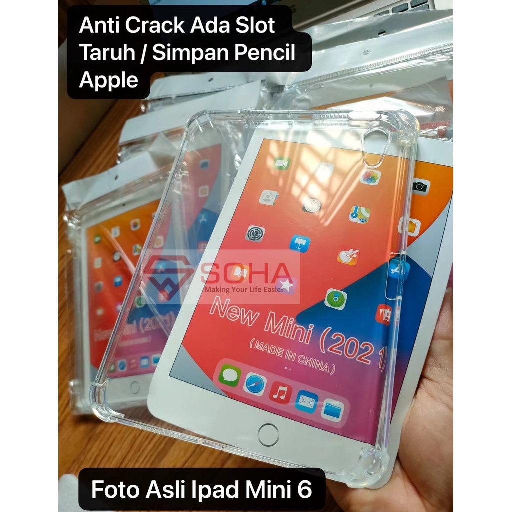 SBT-003 Silikon Pen Ipad Mini 6 2021 Ada Tempat Simpan Pencil / Stylus Tablet Clear Case Bening Melindung Body Ipad