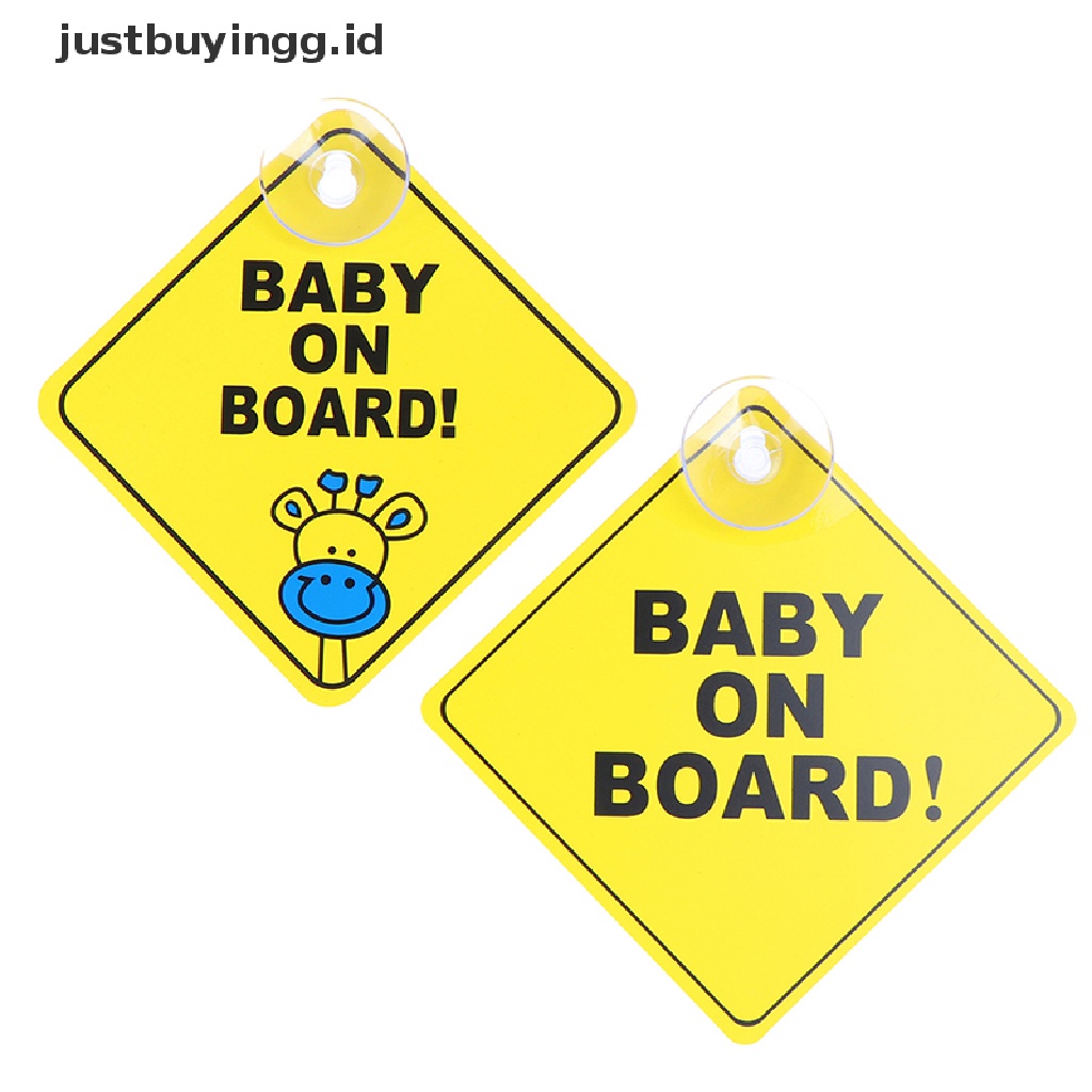 Justbuyingg.Id Stiker Peringatan Baby On Board Reflektif 12cm Warna Kuning Dengan Suction Cup Untuk Jendela Mobil