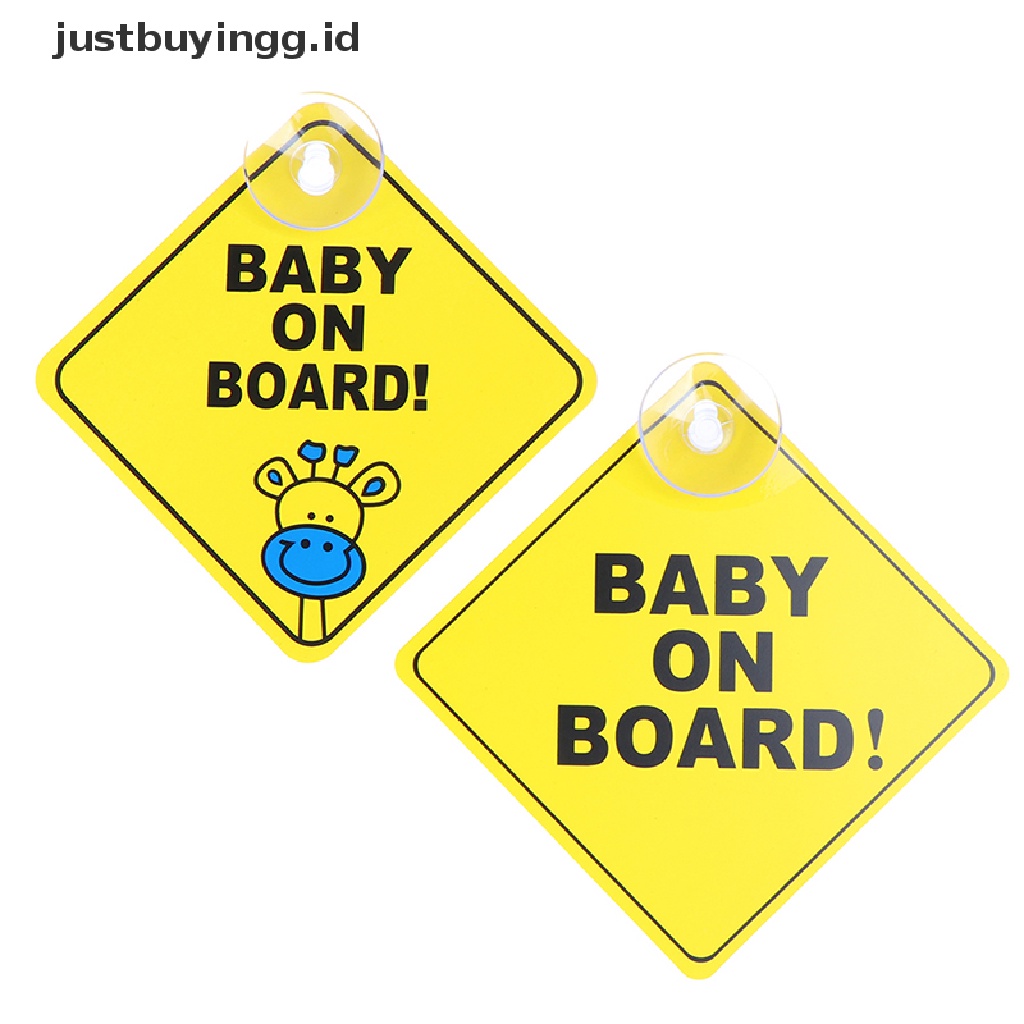 Justbuyingg.Id Stiker Peringatan Baby On Board Reflektif 12cm Warna Kuning Dengan Suction Cup Untuk Jendela Mobil