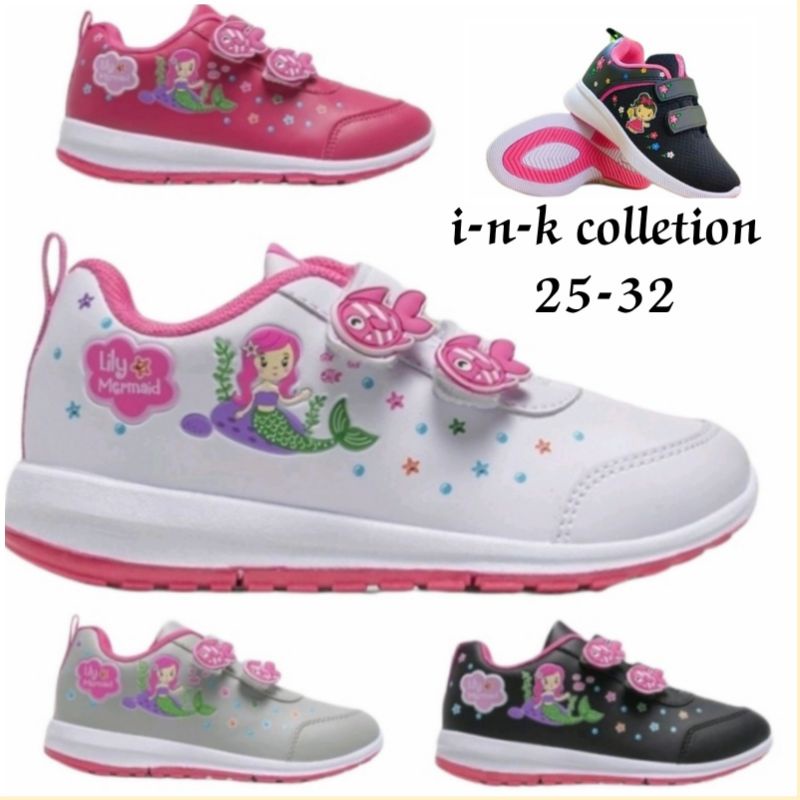 sepatu anak perempuan cantik Ando original lili mermaid lili plower PAUD TK SD