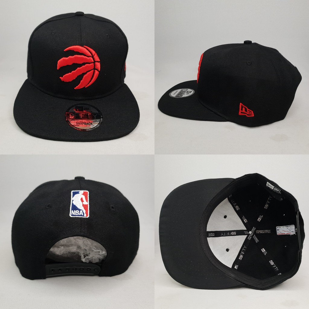 TOPI SNAPBACK NBA TORONTO RAPTORS HITAM LOGO MERAH