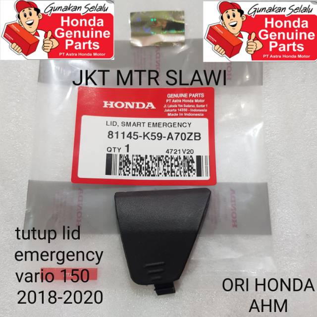 81145-K59-A70ZB cover lid smart emergency cover tutup kontak vario 150 2018-2019 ori honda ahm