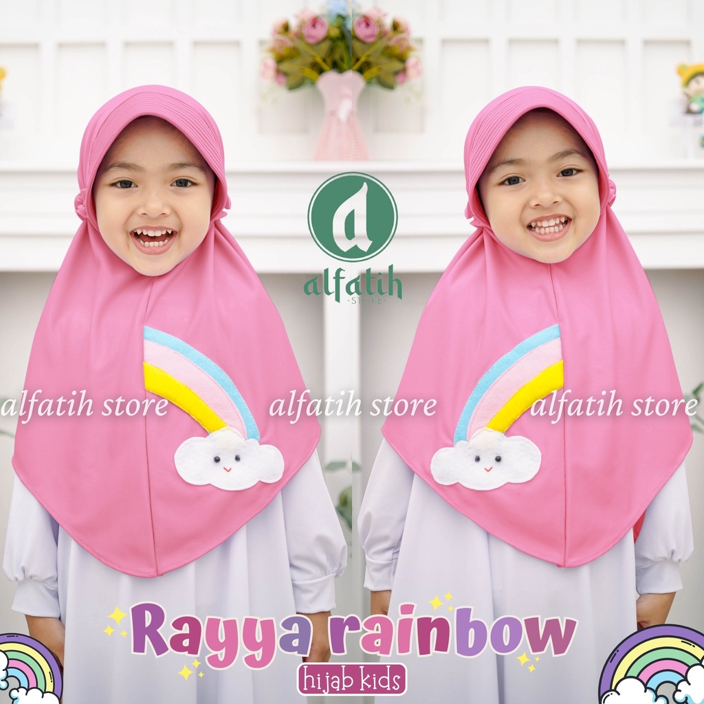 ALFATIH STORE / Jilbab Anak TK RAYYA RAINBOW Ped TALI Belakang / Jilbab Anak Murah ianah