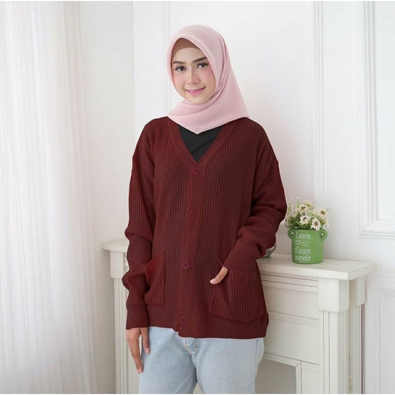 Rumi Knit Cardigan Premium - Rajut 2 kantong