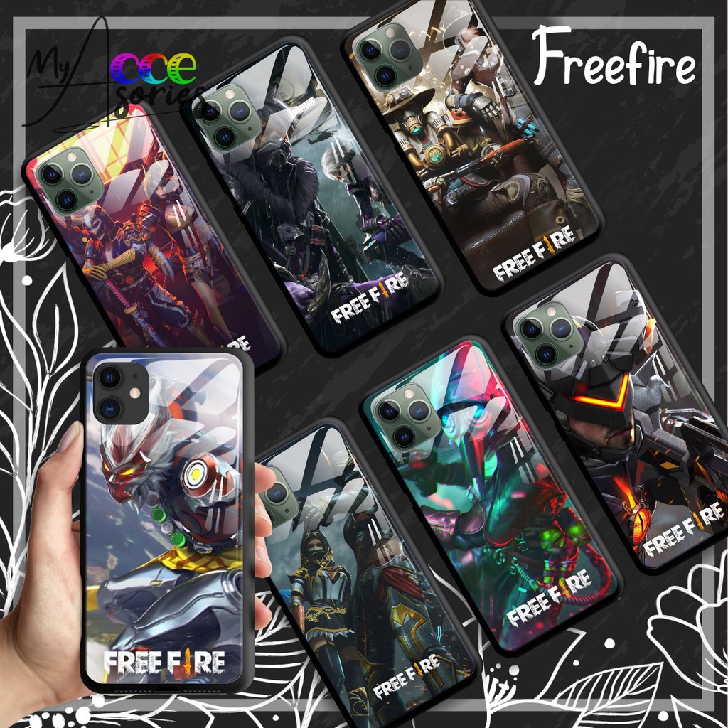 Back case glass FREE FIRE vivo Y91 Y17 Y12 Y15 Y93 Y95 Y81 Y83 Y71 Y53 y20 Y30 Y50 V17 Y11 y12 MY300