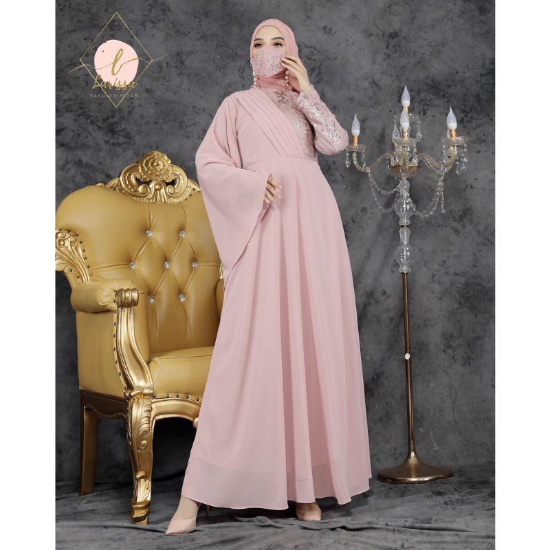 Permata Olshop / Haura Dress SM / Kebaya Gamis Pesta Mewah / Gamis Busui / Kebaya Pesta Kondangan