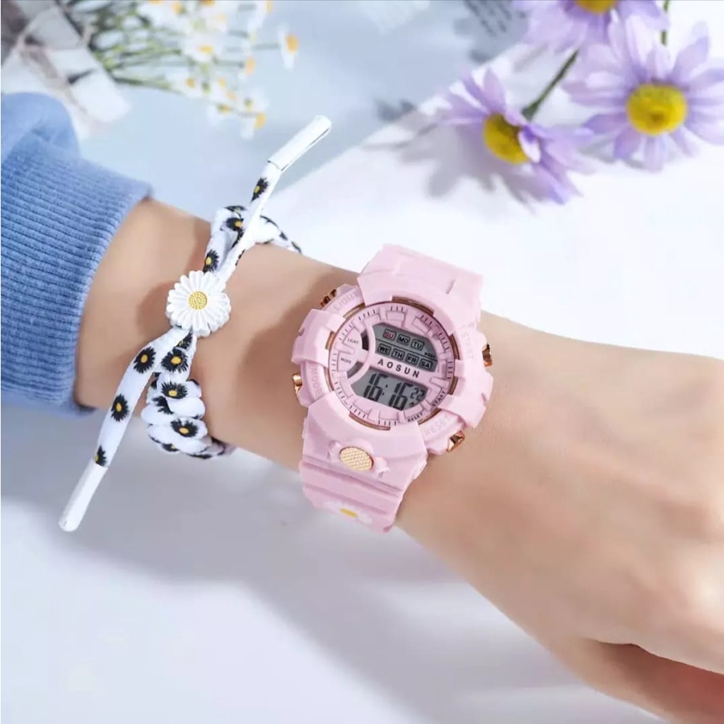 (SS) Jam Tangan Wanita Fashion Import Aosun Digital Bunga Bulat SS-19