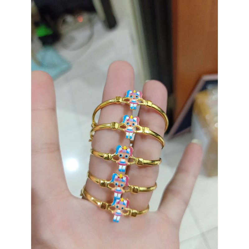 GELANG ANAK IMPORT PERAK 925 LAPIS MAS 24K ASLI