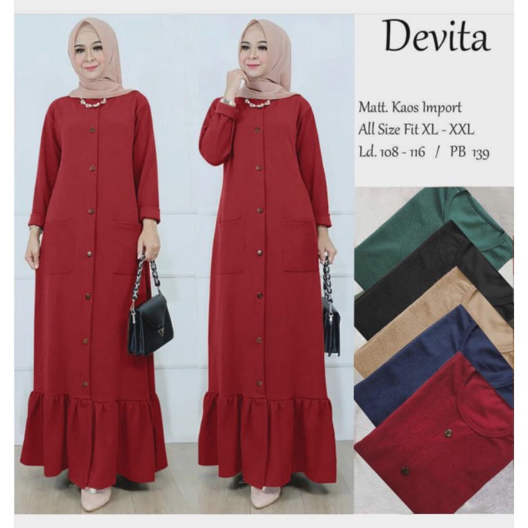 DEVITA - Gamis Wafle Milano LD100 Saku Depan (Kancing Variasi / No Busui) / R.6 - 197-5338