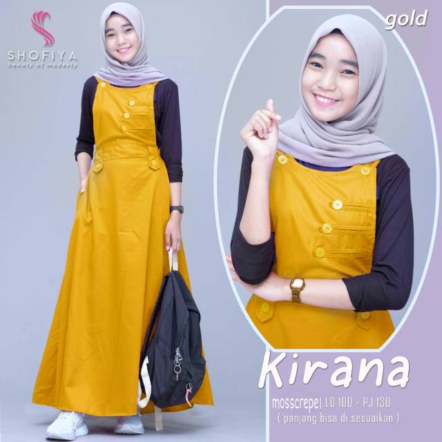 SETELAN ANAK MUSLIMAH OVERAL SET INER KIRANA