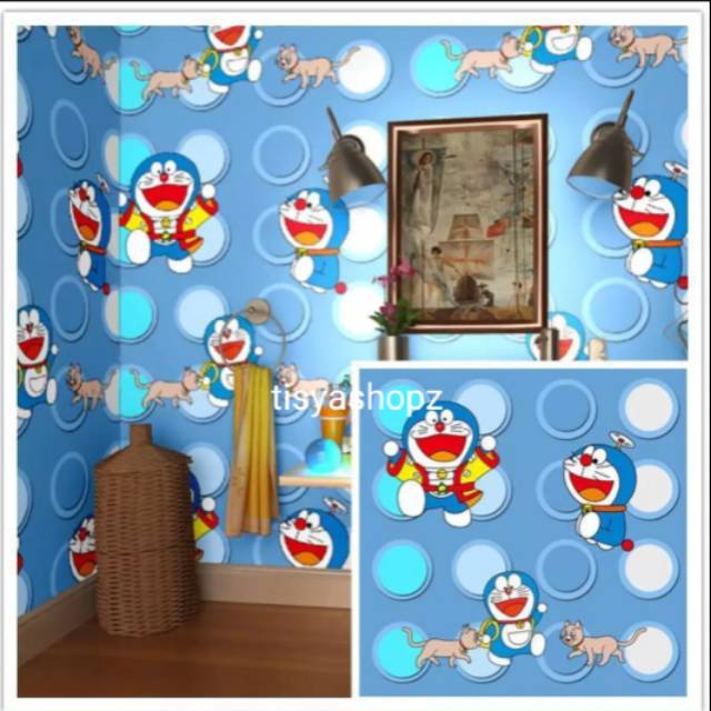 [COD] Bayar di tempat - Wallpaper Doraemon motif Bubble Cat Biru