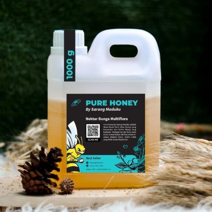 

(BISA COD) Madu Multiflora Asli 1 Kg Madu Murni Nektar Bunga Raw Honey Free Uwuh - Multiflora, 500 ml/700 gr