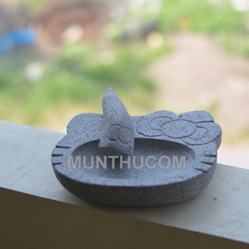 Cobek Hello Kitty V2.0 Batu Kali Ukuran 22cm + Ulekan Pita