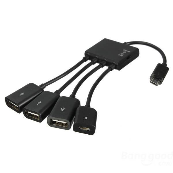 Multifunction Micro USB OTG Hub 4 in 1 Data Cable &amp; Charge Type M3H4