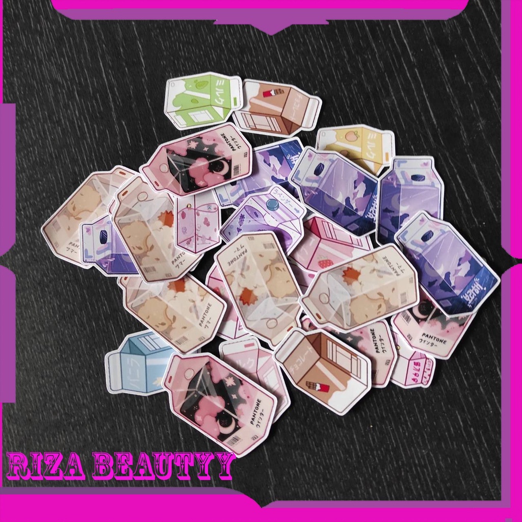 

28pcs Stiker Kotak Box Milk Stiker Kertas Box Milk Sticker Label Aksesoris Lucu