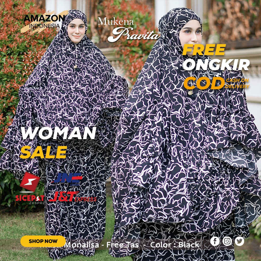 MUKENA WANITA DEWASA WARNA BALCK BAHAN MONALISA PREMIUM DINGIN TEBA ORIGINAL GOOD QUALITY IMPORT