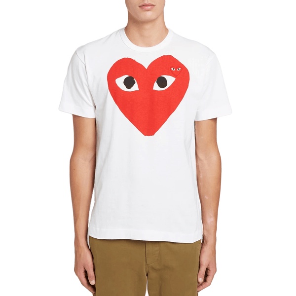 CDG Men Big Red Heart Tee White 100% Original