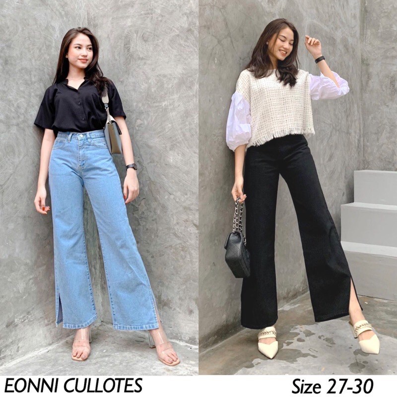 KULOT JEANS EONNI BELAH // KULOT HIGHWAIST JEANS BELAH / KULOT JEANS PREMIUM BELAH SAMPING / KULOT JEANS