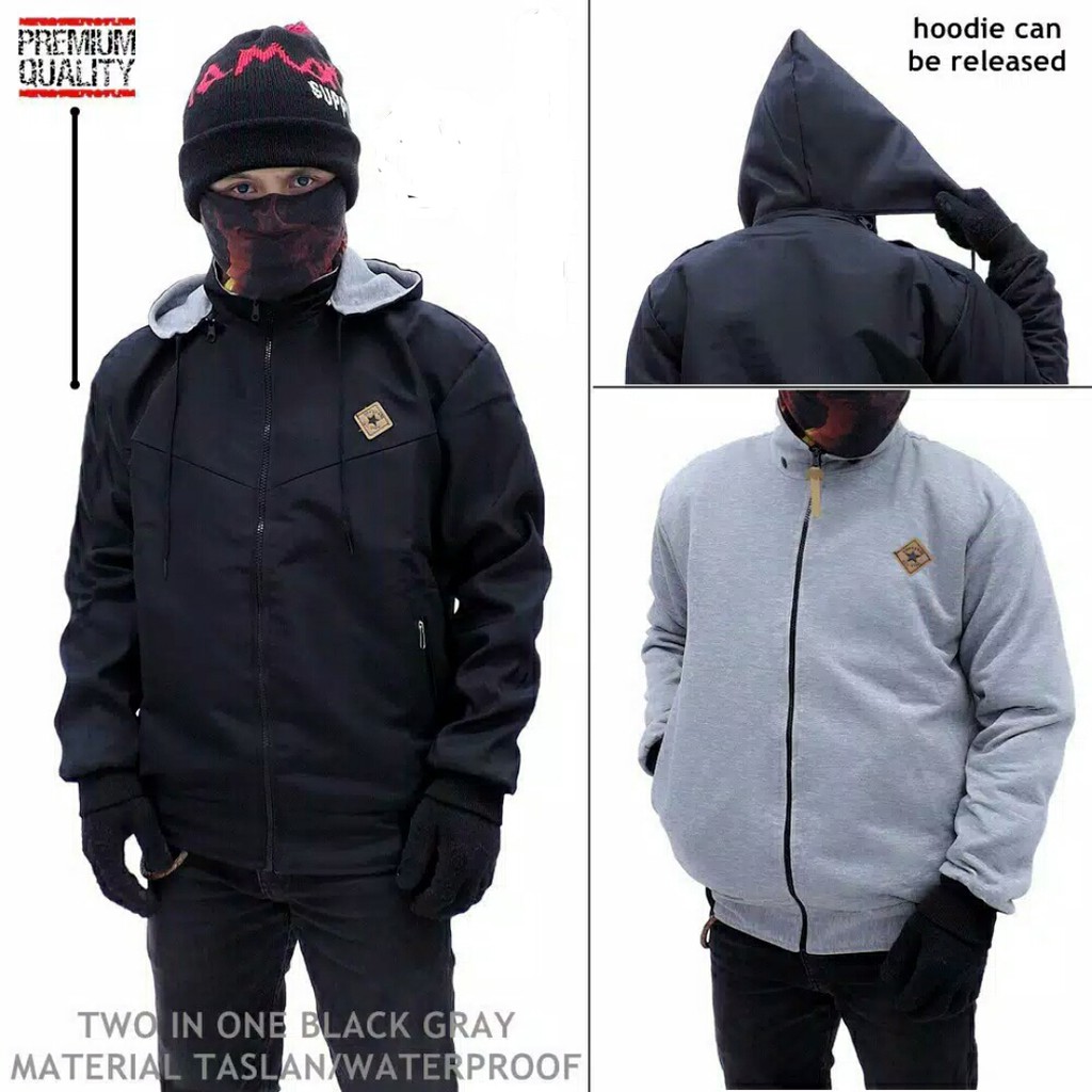 Promo Murah Jaket anti Air BB Parasut Taslan Hoodie Bisa Dilepas Premium