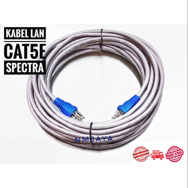 Kabel Lan UTP Cat5E 5 meter siap pakai sudah dicrimping rj45 dan plug booth