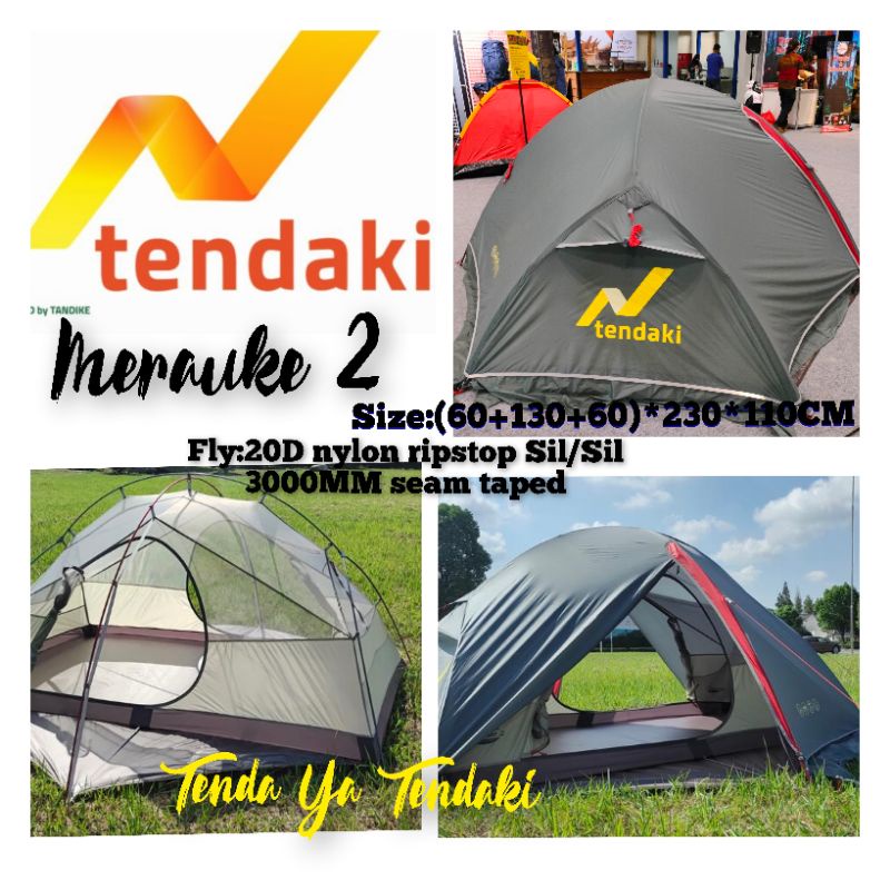 Tendaki Merauke2 nylon silicone •Tenda termurah frame alloy PU3000mm