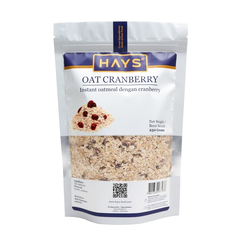 Oatmeal Cranberry 250 GRAM / Oat Cranberry / Instant Oatmeal Dengan Cranberry HAYS