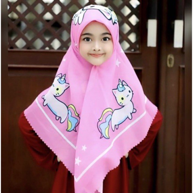 VOAL PRINTING ANAK MOTIF UNICAT KUCING / HIJAB ANAK LUCU / JILBAB ANAK KARAKTER