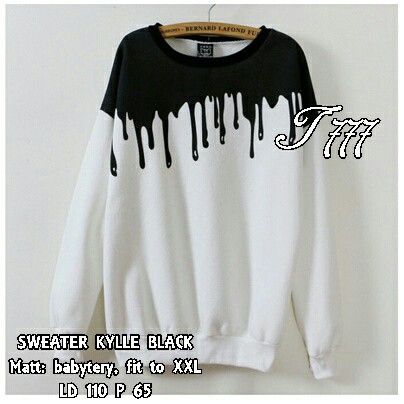 [sweater kylle RO] Sweater Wanita Beby Terry Hitam/Putih