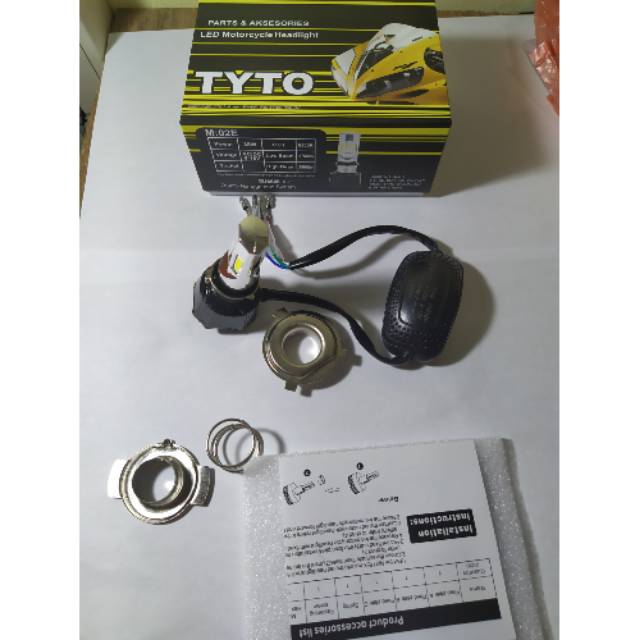 LAMPU UTAMA LED TYTO 6 SISI H4 H6 HS1 NYALA PUTIH