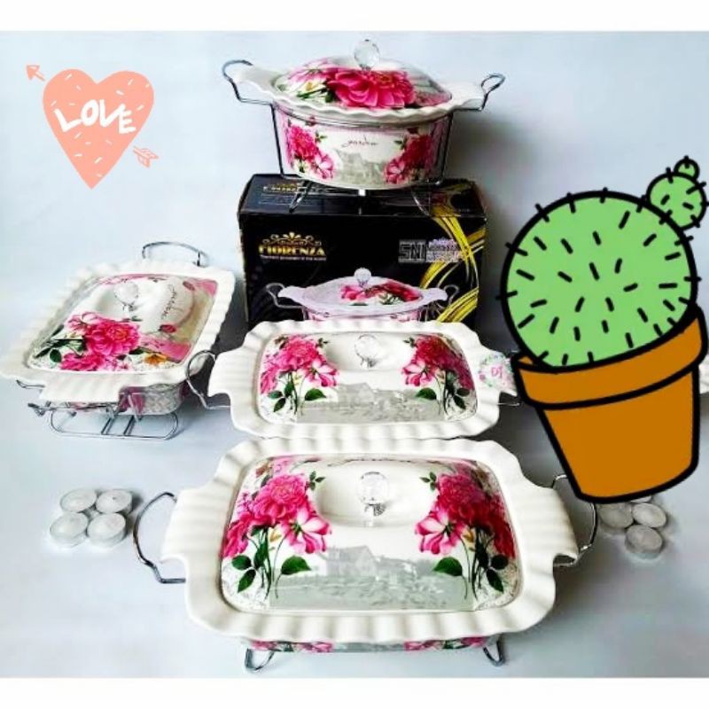 set wadah saji prasmanan prancisan fiorenza 3 petak 1 bulat