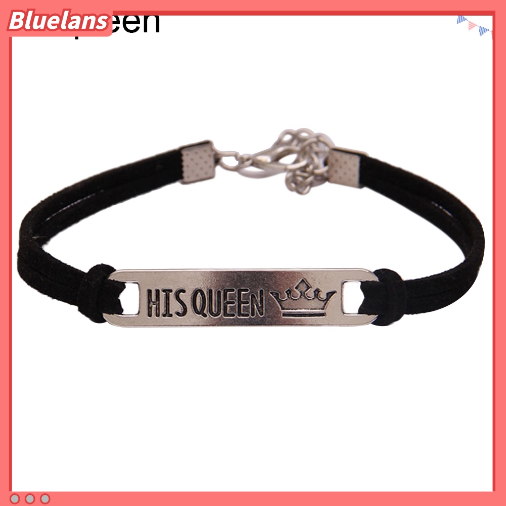 Bluelans Fashion His Queen Her King Couple Bracelet Matching Bangles Lovers Jewelry Gift