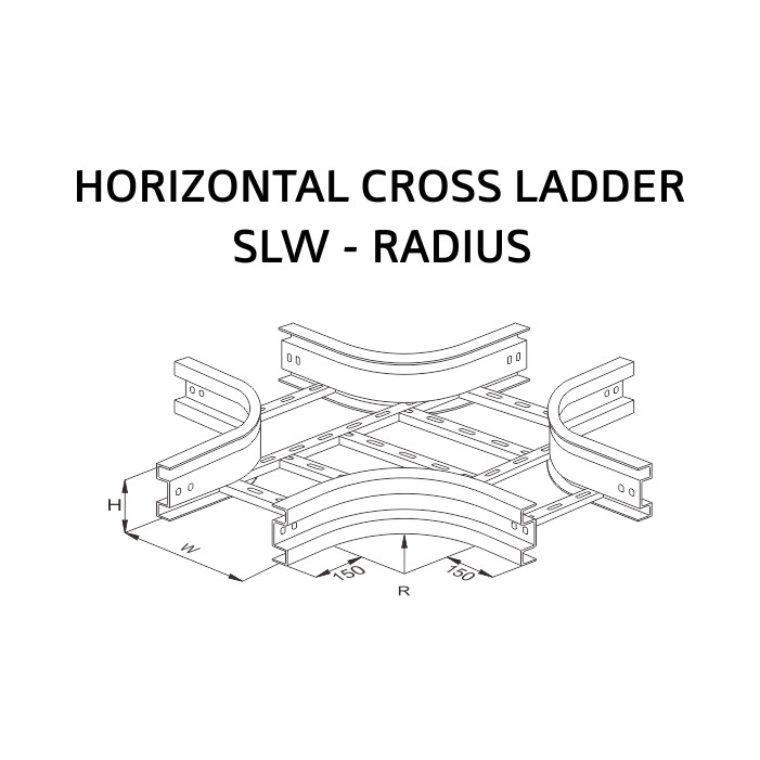 Horizontal Cross Ladder SLW Radius W100 x H100 x R150, 300, 450, 600 HDG Plat 1,8mm
