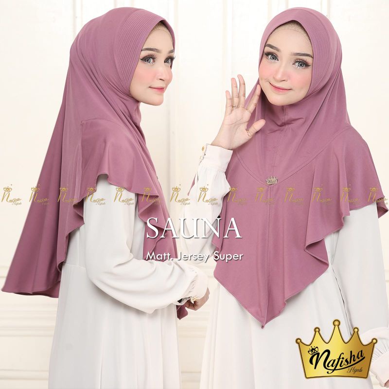 [Ori Nafisha Hijab]SAUNA••hijab instan jersey super ••bergo ped rampel