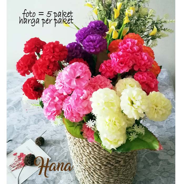 Bunga hydrangea artificial/bunga hydrangea pom-pom plastik/bunga artificial