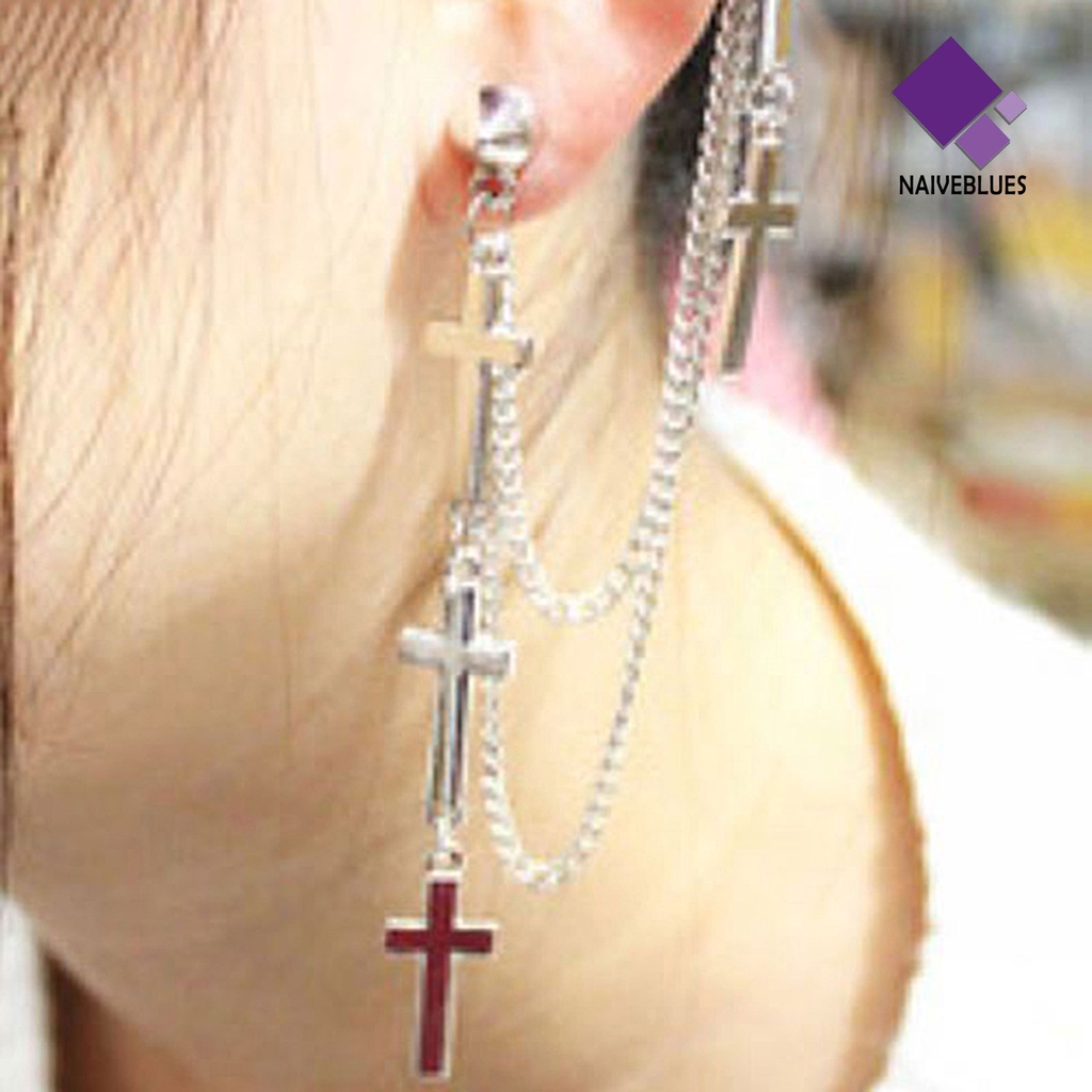 1 Pc Anting Ear Cuff Dangle Cross Gaya Punk Crawler Serbaguna Untuk Wanita