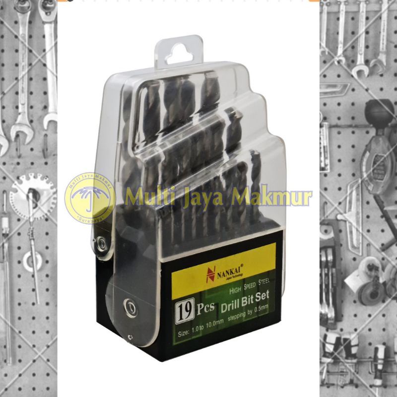 MATA BOR BESI HSS 19PCS NANKAI   DRILL BIT SET NANKAI 19 PCS