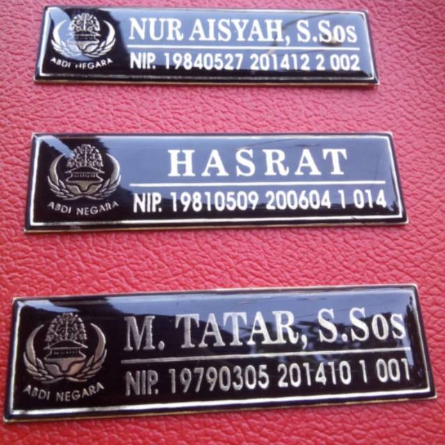 Harga Satuan Name Tag Papan Nama Nama Dada Pns Kopri Stainless Resin Magnet Mewah Shopee Indonesia