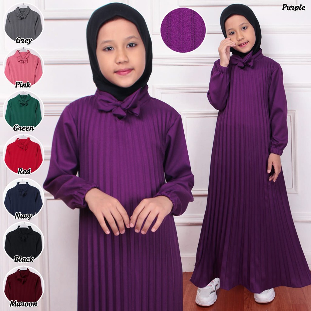 (RealPict) GAMIS PLISKET ANAK MAXY DRESS PLISKET PRISKET PLEATED LONGDRESS MAXI LEBARAN MAYUNG