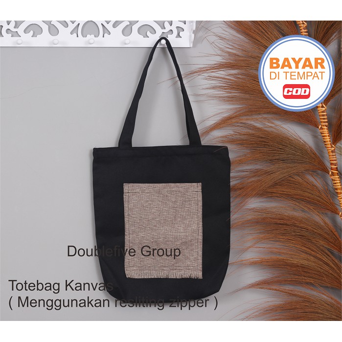 TOTE BAG WANITA TOTE BAG PRIA CANVAS MOTIF GOOD QUALITY WITH RESLETING KODE - 023