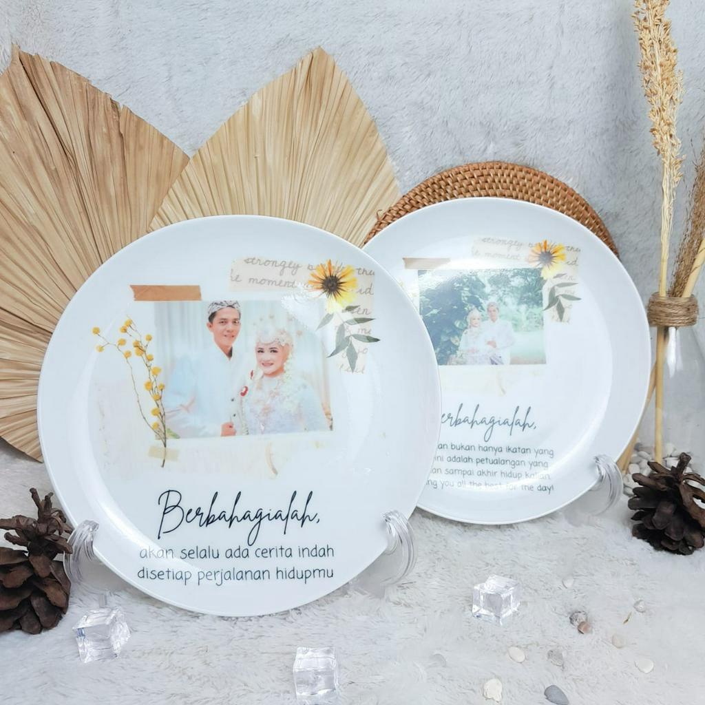 Piring Hias Keramik Hiasan Dinding Custom Foto Nama Pajangan Dinding Free Dudukan Piring