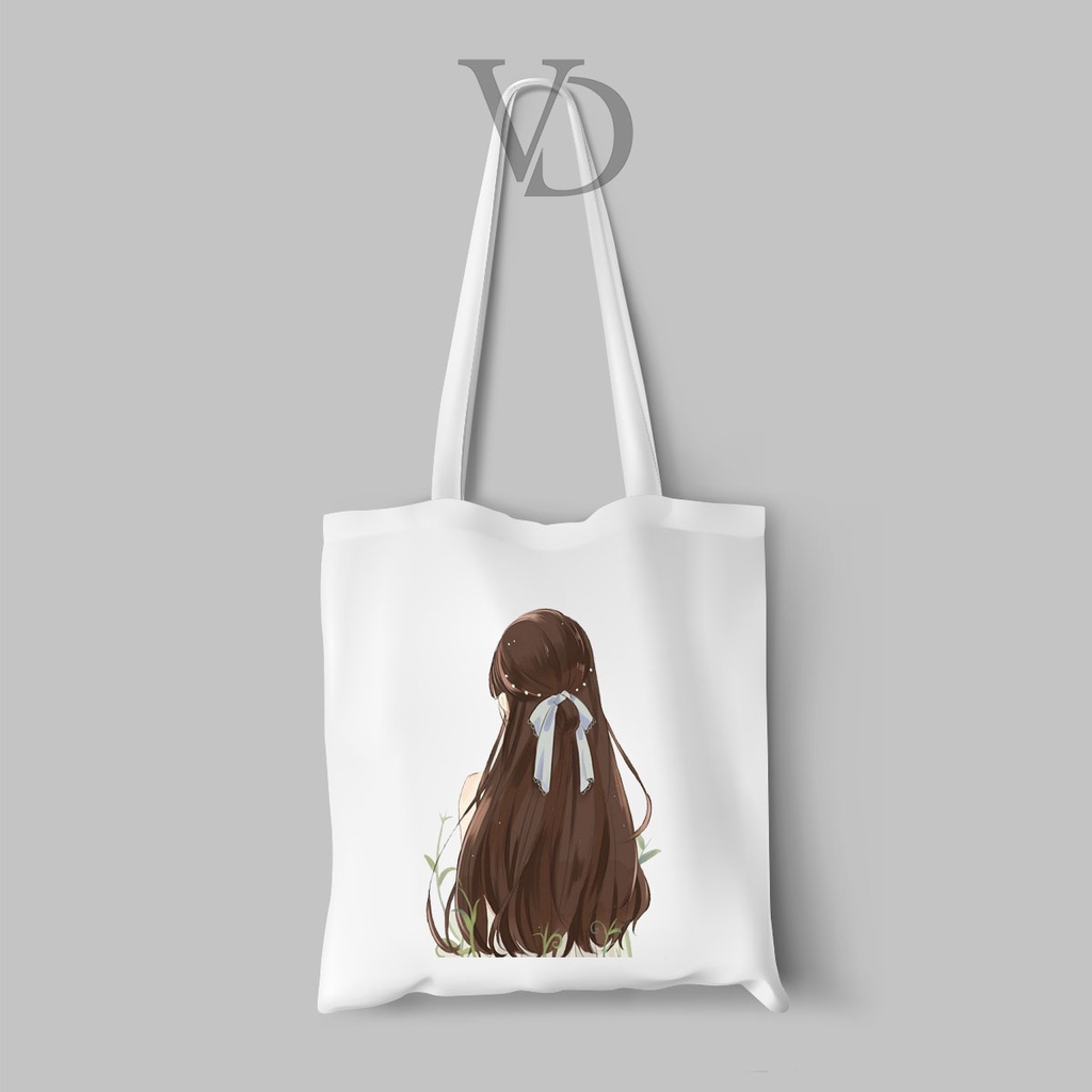 TOTE BAG KANVAS MOTIF ABSTRACT TUMBLR GIRL TERBARU / AESTHETIC TOTE BAG / TAS BELANJA MOTIF Wattpad